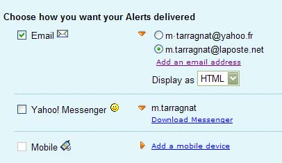 alerte mail yahoo