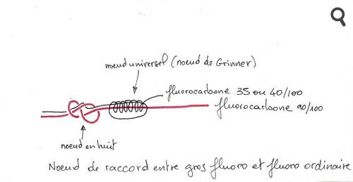 Noeud de raccord tresse-fluorocarbone