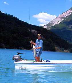 Brochet pris au poisson nageur en pleine eau