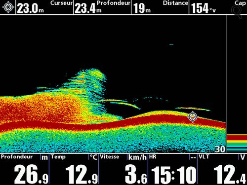 Bancs de perches détecté au sondeur